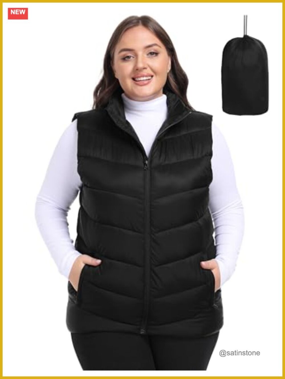 Plus Size Packable Puffer Vest Lightweight Quilted Winter Layering
